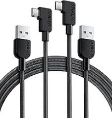 Anker Cable [2 Pack 6FT], Right Angle USB A to USB C Braided Cable, Durable 90 Degree Type C Cord for Samsung Galaxy Note 10,LG V30 (Black)
