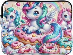 Sleeve Laptop Bag Portable Electronic Device Cover Cute Unicorn Donuts Pink Carrying Computer Bag Case