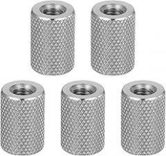 Pack of 5 M5 Flat Knurled Nuts 304 Stainless Steel Flat Head Diamond Knurled Through Hole Adjustment Nuts Fasteners for Electronics Machines Diameter 10 x Height 15 mm