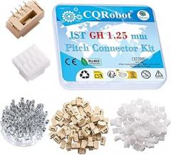 CQRobot JST GH 1.25 mm Pitch 4-Pin Electronic Computer Connector IC Male Plugs, Female Sockets Housing and T-Shaped Crimp Terminal Kit. 80 Sets/480 Pieces Wire-to-Board Adapter Cable Assembly.