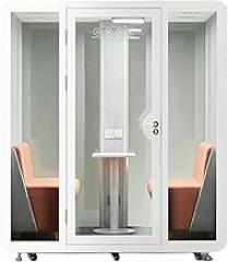 Mobile Office Pod Booth, Sound Pod, Large Space SoundProof Pod 2-4 People, Sound Booth Mobile Roller, LED Lighting, Centrifugal Fans and AC USB Ports - for 2-4 Persons White
