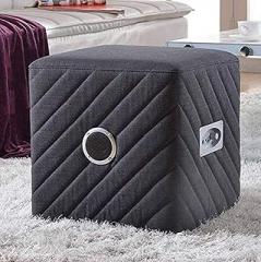 Kacey Portable Bluetooth Speaker Ottoman Foot Rest, Versatile and Stylish, Made of Modern Upholstered Linen with Premium Sound System and Convenient Controls, Grey