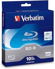 Verbatim BD-R 25GB 16X Blu-ray Recordable Media Disc - Spindle - 97238, Branded, 10 Pack