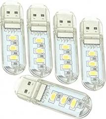 USB Reading Light Mini Portable LED Night Light USB Keychain Lights for Reading Outdoor Powered Camping Lamp-(Pack of 5)