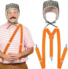 GANSHAYA 2Pcs Halloween Sitcom Costume Hat Suspenders for Adult Men Halloween Cosplay Party Outfits Dress Up