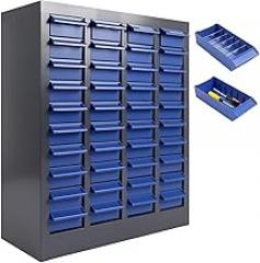 Screw Tool Organizer Cabinet Small Parts Cabinet, 40 Compartment Drawer Hardware Electronics Nut Bolt Storage Drawer Organizational Toolbox Garage Crafts Teacher Bead Scrapbooking Art Hobby Blue