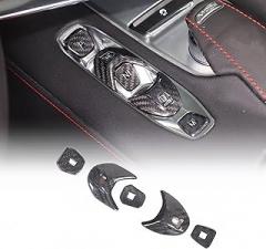 CHEAYAR Carbon Fiber Console Gear Shift Button Panel Trim Cover Compatible with Chevrolet Corvette C8 2020-2023, Interior P D Auto M Button Electronic Transmission Shift Control Cover Trim (Style 1)