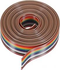 Generic 1 Pcs 12 Pin Flat Rainbow Ribbon Cable 6.6 Ft 1.27mm Pitch Breadboard Jumper Wires for Electronic Projects
