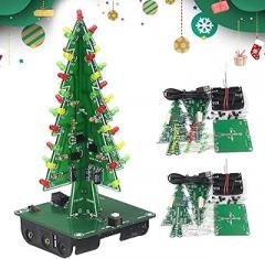 3D Christmas Tree DIY Kits 7 Color Flash RGB Led Funny Electronic Assemble Kit Wood Electronics Soldering for Student Soldering Practice Learning A
