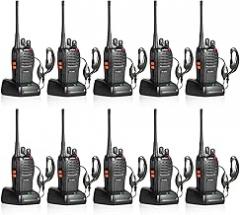 pxton 666S 10 Pack walkie talkies for Adults Long Range Rechargeable with Headphones and Li-ion Battery,Two Way Radio has VOX/Noise Reduction/TOT/Flashlight/Monitoring/Scan Function（10 Pack）