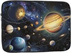 Exploring the Solar System Printed Laptop Case for Men Women Shockproof Laptop Sleeve Bag for Travel Office School, black, 10 inch