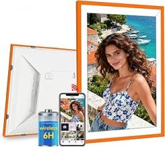 Battery Power Digital Photo Frame Electronic LED Screen Customizable Touchscreen 10.1'' 1920x1080 HD IPS, Share Photos and Videos 6 Hours,32GB,Wedding Ideal Christmas for Loved Ones