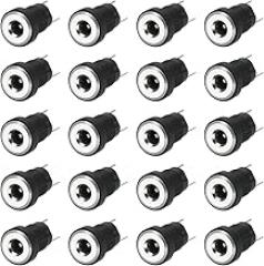 MECCANIXITY 12pcs DC3513 Power Jack, 30V 0.5A 3.5x1.3mm 2 Pin DC Power Female Panel Mounting Connector Socket with Metal Nut Washer for Electronics Devices, Black 10x10x18mm