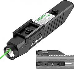 TOUGHSOUL Tactical Flashlight Green Laser Sight Combo, 1450 Lumen Picatinny Rail MLOK Mounted Rechargeable Rifle Flashlight (Green Laser)