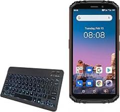 BoxWave Keyboard Compatible with Oukitel WP18 - SlimKeys Bluetooth Keyboard - with Backlight, Portable Slim LED 7 Colors - Jet Black