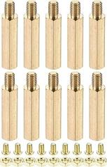YOKIVE 10 Sets Brass Hex Threaded Spacer Screw Nut Kit, Spacer with Female-Male Thread | Raising The PCB Board, Great for Electronics Industries (M4 22+6mm)