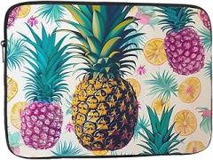 Tropical Pineapple Pattern Laptop Bag Women Men Shockproof Travel Office School Laptop Bag, black, 13 inch