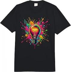 Light Bulb Electrician Gifts Splash Art Light Bulb Electrician Bulbs Electronic Comfort Colors Adult Heavyweight T-Shirt