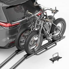 2 EBike Racks with Ramp, Lockable & Foldable 200 LBS Capacity Fat Tire Bike Carrier, up to 5