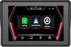 CarPlay for Motorcycle System, 5.0 Inch IPS Touch Screen, Wireless CarPlay and Android Auto, IP67 Waterproof, Bluetooth 4.0, Dual WiFi, Linux OS
