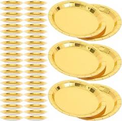 Milisten 7-size Foil Paper Plates 80pcs Disposable Multi-function Gathering Dinner Plates Festival Party Food