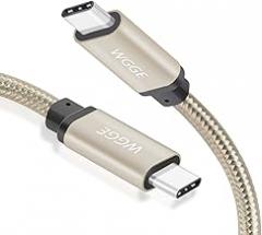 WGGE Metal USB C 3.1 Type-C to USB C 3.1 Type-C Cable Nylon braiding Fast Charger, Using for MacBook Pro,HTC 10, LG G5 V20, Nintendo Switch, Nexus 6P/5X, Google Pixel and More (6.6 feet)
