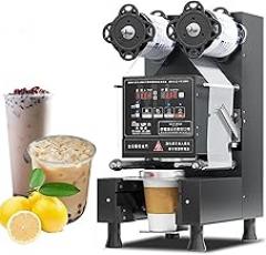 Fully Automatic Cup Sealing Machine, 550-700 Cups/Hour Commercial Cup Sealing Machine, Electronic Induction, Automatic Counting, for 90/95mm Plastic & Paper Cup Sealing