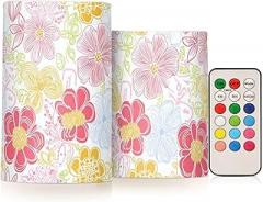 Fresh Spring Simple Colorful Flowers Decorative Flickering Candles with timers Electronic Lights Windproof with Remote for Camping Thanksgiving Battery Operated