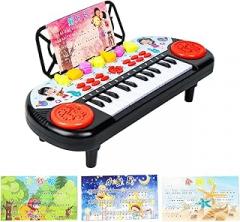 Multifunctional Portable Piano Electronic Keyboard with Lights Sounds, 24 Keys Piano Keyboard for Children Age 3-5 Beginners Birthday Gifts, Red