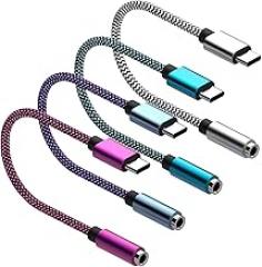 USB Type C to 3.5mm 4pack Female Headphone Jack Adapter: Type C to Aux Audio Cable Cord Compatible with Samsung Galaxy S22+ S21 Ultra S20 S10 S9 Note 20 10, Google Pixel 6 Pro/5/4/3/2