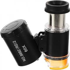 Small Coin Microscope Led Lights Portable Magnifier for Reading Mini Microscope for Jewelry and Textiles Black Magnifying Scope for Outdoor Use
