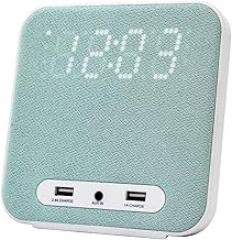 HANNLOMAX HX-145CR Alarm Clock Radio, PLL FM Radio, Digital Clock with Dual Alarm, 2 USB Ports for 2.4A and 1A Charging, Aux-in, AC Power Operation only. (Green)