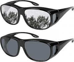 Yogo Vision Fit Over Wrap Sunglasses Polarized Lens Wear Over Eyeglasses 100% UV Protection for Men and Women