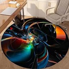 Drum Rug Round Office Chair Mat Office Floor Mat, Office Chair Floor Protection Mat, Non-Slip, Floor Protection Mat Suitable for Home Office, Gaming Chair Mat-B||90CM