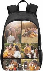Custom Kids Backpack with Photo, Personalized Text Image Logo Laptop Travel Backpack for Men Women Kids, Customized School Bag for Girls Boys, Back to School Gifts, Daughter Son Gifts, Birthday Gifts