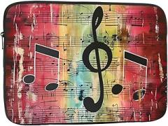 Music Note Print Laptop Bag for Men Women Shockproof Laptop Bag for Travel Office School, black, 12 inch