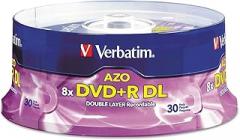 VER96542 - Verbatim DVD+R DL 8.5GB 8X with Branded Surface - 30pk Spindle