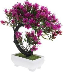 Milisten Artificial Lotus Color Bonsai Plant, Decorative Fake Potted Plant with Realistic Green Leaves for Home and Office Décor, Simulated Artificial Flower Ornament