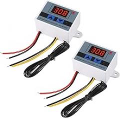 UMLIFE 2PCS XH-W3001 Digital LED Temperature Controller Module Digital Thermostat Switch with Waterproof Probe Programmable Heating Cooling Electronic Thermostat Range from -50℃ to 110℃ (12V 10A 120W)