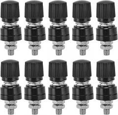 10Pcs Voltage Regulator Terminal Block Inverter Binding Post M6 32mm Screw Power Terminal Inverter for Electronics (Black)