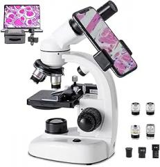 Portable Microscope Kit, Binocular Compound Microscope W/Electronic Eyepiece,6000x/10000x/20000x Dual Focus/Mechanical Stage