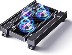 Adjustable Computer Tower Stand with Cooler Fan and Light, PC Stand for Floor, Mobile CPU Holder with 4 Caster Wheels Fits Most PC Tower, Under Desk CPU Holder for Office,Gamers and Students