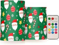 Santa Claus Flameless Candles Color Changing Electronic Operated LED Pillar Candle with Remote and Timer for Decor Halloween Christmas Valentine's Day