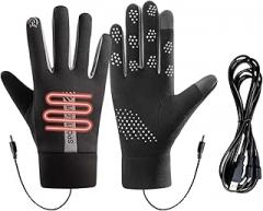 Bidobibo Heated Gloves for Women Men, Winter USB Hand Warmers Gloves, Thin Heated Work Gloves for Ski Golf Hiking Driving