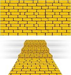 Chuangdi 2 Pieces 4.5 x 9 Feet Yellow Brick Costume Wizard Backdrop Princess Decorations Decal Wall Backdrop Brick Wallpaper for Halloween Wizard Princess Cosplay Decorations Supplies