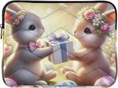 Laptop Sleeve Bag for Women Portable Electronic Device Cover Bunnies Gift Flowers Portable Protective Case