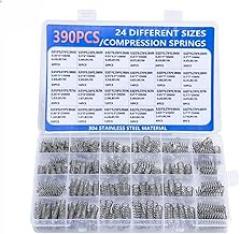 Compression Springs Assortment Kit 390/420 Pieces Stainless Steel for Use in Electronics, Tools, Mechanical Projects, Vehicles, and Home Repairs (390)