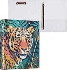 3 Ring Binder Tropical Leaf Tiger, 1.5 Inch Round Ring Binder 200 Sheets View-Binders A4 Paper Binder Organizer for Home School Office, 1 Pack