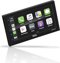 BOSS Audio Systems Marine Rated Weatherproof MRCP9685A Apple CarPlay Android Auto Multimedia Player - Double Din, 6.75 Inch LCD Touchscreen, Bluetooth, USB Port, A/V Input, AM/FM, No CD-DVD