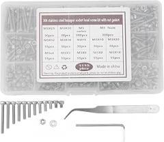 510 Piece M3 Hex Socket Screw Set, Stainless Steel, Corrosions Resistant, Includes Nuts and Washers, for DIY, Electronics, Machinery, Home Repairs